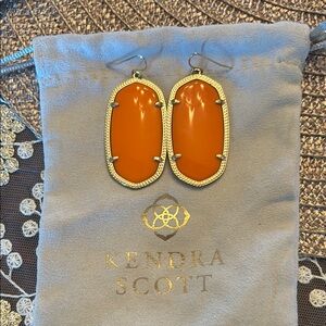 Kendra Scott Orange Statement Earrings with Gold Frame